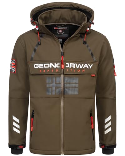 Geographical Norway Herren Herbst Winter Jacke Softshell Jacke Windbreaker Übergangs Regen Jacke Sport, Farbe:KAKI, Größe:M 48 von Geographical Norway