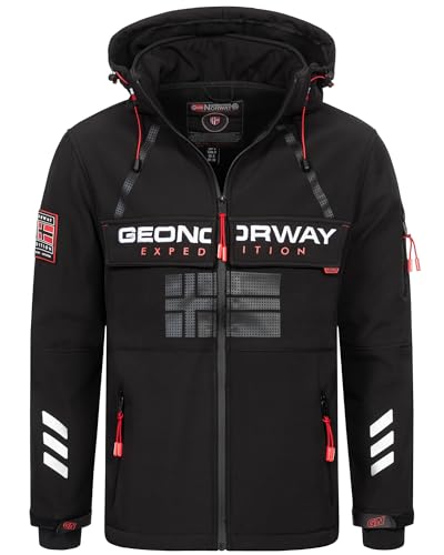 Geographical Norway Herren Frühlings Jacke Softshell Jacke Windbreaker Übergangs Regen Jacke Sport, Farbe:Schwarz, Größe:XL 52 von Geographical Norway