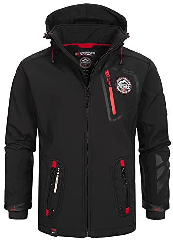 Geographical Norway Herren Herbst Winter Jacke Softshell Jacke Outdoor Regen Übergangs Jacke, Farbe:Schwarz, Größe:XXL von Geographical Norway