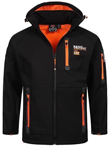 Geographical Norway Herren Herbst Winter Jacke Softshell Jacke Outdoor Regen Übergangs Jacke, Farbe:Schwarz, Größe:M von Geographical Norway