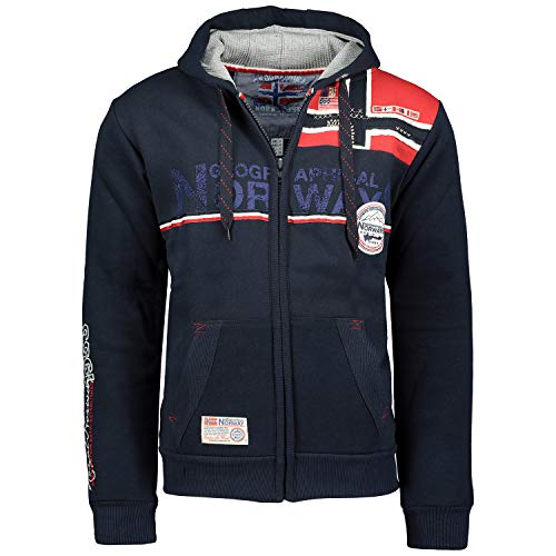 Geographical Norway Herren-Kapuzen-Sweatshirt mit durchgehendem Reißverschluss von Geographical Norway