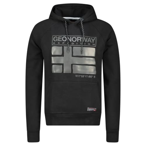 Geographical Norway - Herren-Kapuzen-Sweatshirt mit langen Ärmeln, Modell Garize, Schwarz, Größe M, Schwarz , M von Geographical Norway