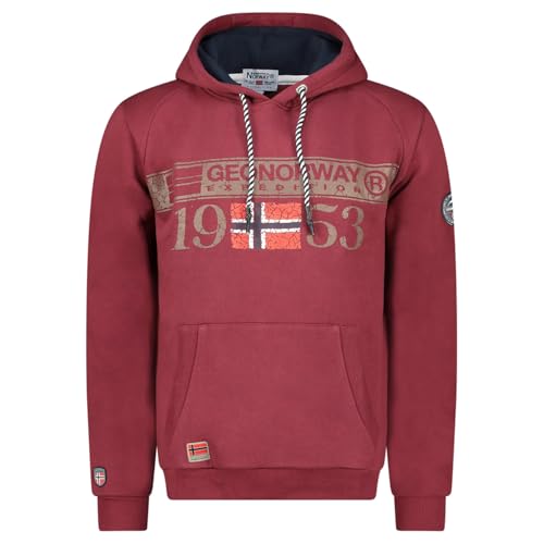 Geographical Norway - Herren-Kapuzenpullover mit langen Ärmeln, Modell FASTLIFE - Bordeaux, Größe L, burgunderrot, Large von Geographical Norway