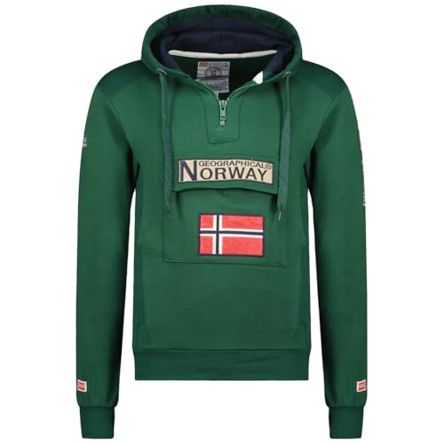 Geographical Norway - Herren-Kapuzenpullover mit langen Ärmeln, Modell GYMCLASS, Dunkelgrün, XXL von Geographical Norway