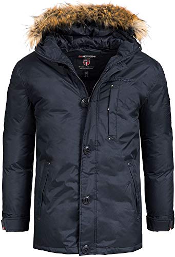 Geographical Norway Herren Parka Jacke Men Outdoor Winterparka Winterjacke Outdoorjacke (S, Dunkelblau) von Geographical Norway