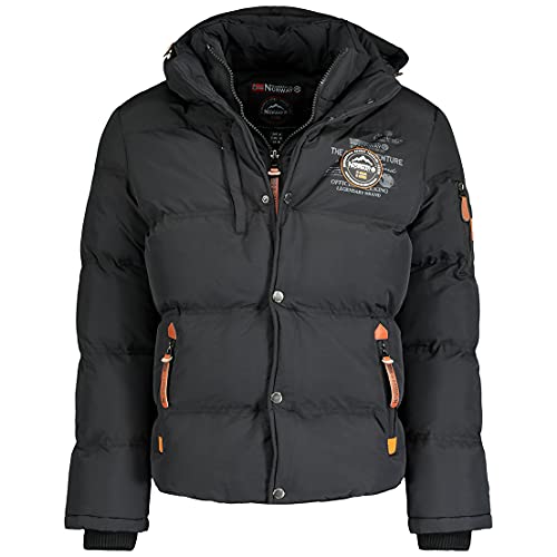 Geographical Norway Herren Winter Steppjacke Parka Verveine Kapuze (Small, schwarz) von Geographical Norway