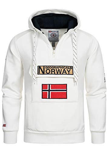 Geographical Norway Herren Hoodie Gymclass Half-Zip SR494 S White von Geographical Norway