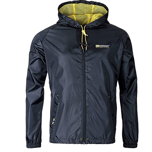 Geographical Norway Herren Regen Jacke Outdoor FVSB Windbreaker Sport Übergangs, Farbe:Schwarz, Größe:XXL von Geographical Norway