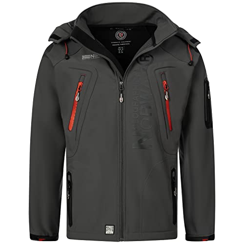 Geographical Norway Herren Softshell Funktions Outdoor Jacke wasserabweisend im Bundle mit urbandreamz Beanie (3XL, Dunkelgrau TN) von Geographical Norway