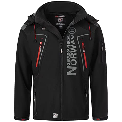 Geographical Norway Herren Softshell Funktions Outdoor Jacke wasserabweisend im Bundle mit urbandreamz Beanie (4XL, Schwarz TN) von Geographical Norway