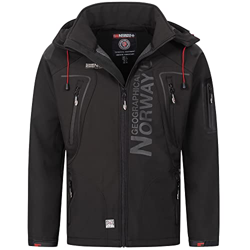 Geographical Norway Herren Softshell Funktions Outdoor Jacke wasserabweisend im Bundle mit urbandreamz Beanie (L, Black Black TN) von Geographical Norway