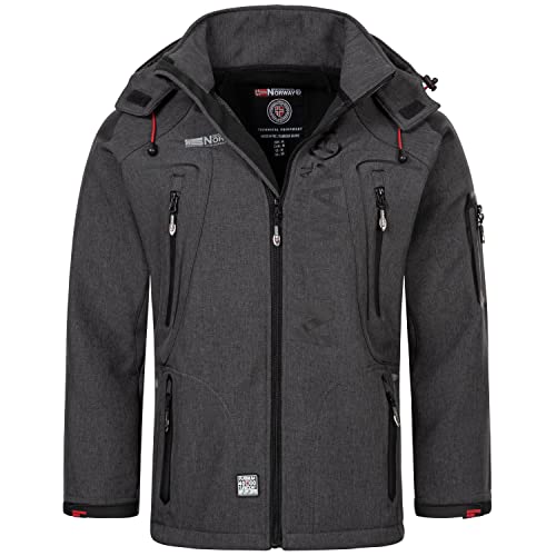 Geographical Norway Herren Softshell Funktions Outdoor Jacke wasserabweisend im Bundle mit urbandreamz Beanie (L, BlendedBlack TN) von Geographical Norway