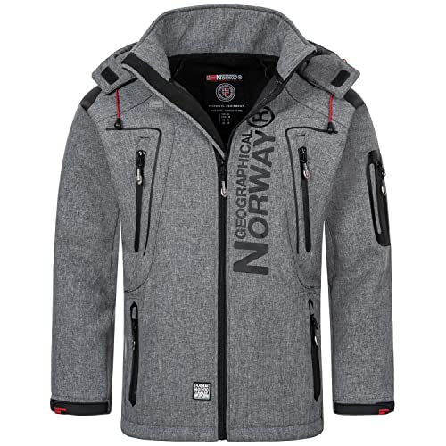 Geographical Norway Herren Softshell Funktions Outdoor Jacke wasserabweisend im Bundle mit urbandreamz Beanie (L, BlendedGrey TN) von Geographical Norway