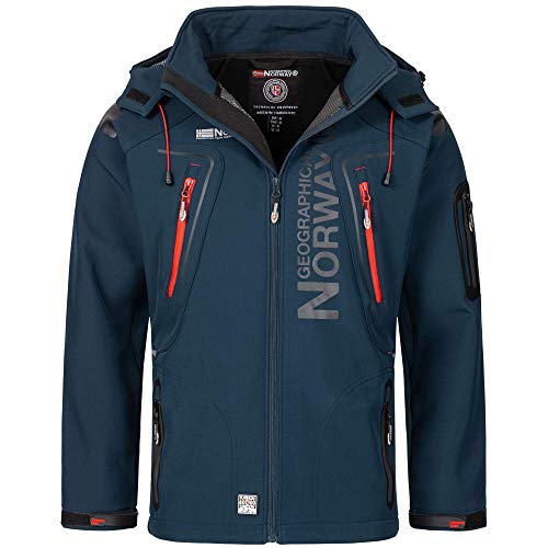 Geographical Norway Herren Softshell Funktions Outdoor Jacke wasserabweisend im Bundle mit urbandreamz Beanie (M, Navy TN) von Geographical Norway