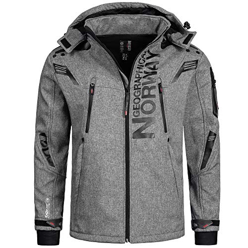 Geographical Norway Herren Softshell Funktions Outdoor Jacke wasserabweisend im Bundle mit urbandreamz Beanie (M, Talentueux Blended Grey) von Geographical Norway