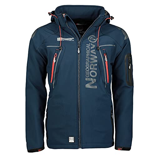 Geographical Norway Herren Softshell Funktions Outdoor Jacke wasserabweisend im Bundle mit urbandreamz Beanie (S, Navy TN) von Geographical Norway