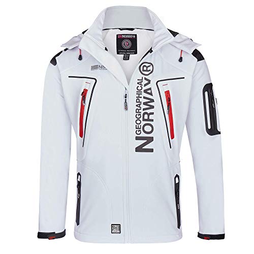 Geographical Norway Herren Softshell Funktions Outdoor Jacke wasserabweisend im Bundle mit urbandreamz Beanie (XXL, White TN) von Geographical Norway