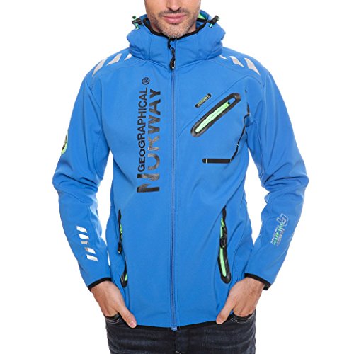 Geographical Norway Herren Softshell Outdoor Jacke Rainman Turbo-Dry Kapuze (M, Blue) von Geographical Norway