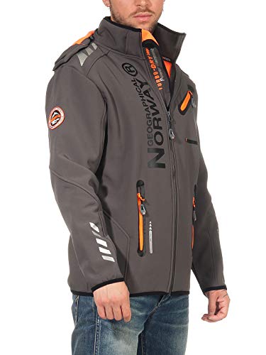 Geographical Norway Herren Softshell Outdoor Jacke Rainman Turbo-Dry Kapuze (S, Dunkel Grau) von Geographical Norway