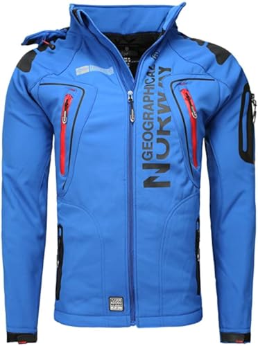 Geographical Norway Herren Softshelljacke Wasserbeständige Winddichte Atmungsaktive Übergangsjacke mit Kapuze Brandiing- Production M Regular, BLAU von Geographical Norway