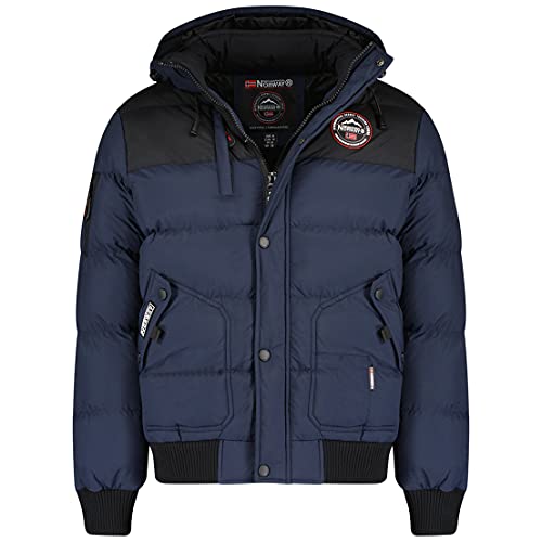 Geographical Norway Volva Men - Herren Warme Jacke Gewebe - Dicken Mantel Kapuze Outdoor Pelzmantel - Winterjacke Jacken Outdoor Perfekt Ourdoorjacke (Marineblau XL) von Geographical Norway
