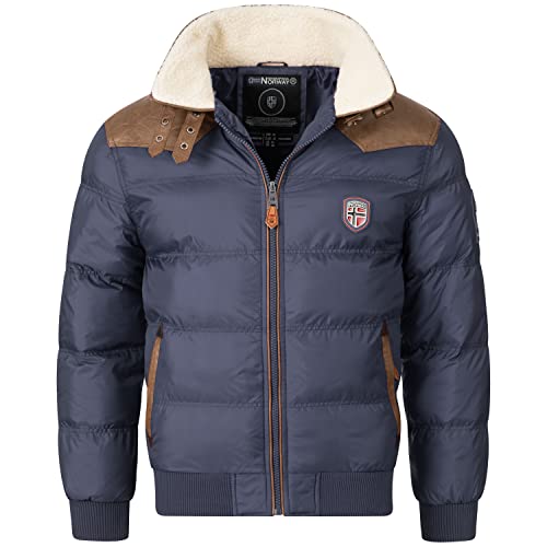 Geographical Norway Herren Steppjacke Winterjacke – Gefütterter Warmer Anorak - Outdoor Jacke für den Winter/Herbst im Bundle mit UD Beanie (4XL, Navy) von Geographical Norway