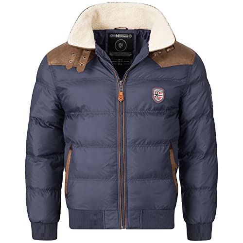 Geographical Norway Herren Steppjacke Winterjacke – Gefütterter Warmer Anorak - Outdoor Jacke für den Winter/Herbst im Bundle mit UD Beanie (5XL, Navy) von Geographical Norway