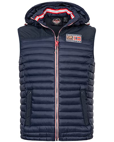 Geographical Norway Herren Steppweste Bodywärmer Weste Outdoor Kapuzenweste Herbst Vest, Farbe:Navy, Größe:L 50 von Geographical Norway