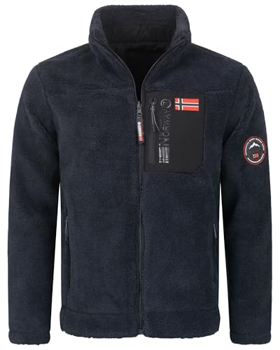 Geographical Norway Herren Teddy Fleece Winter Jacke Outdoor Übergangs Beidseitig Tragbar, Farbe:Navy, Größe:S 46 von Geographical Norway
