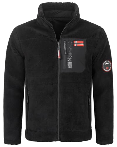 Geographical Norway Herren Teddy Fleece Winter Jacke Outdoor Übergangs Beidseitig Tragbar, Farbe:Schwarz, Größe:XL 52 von Geographical Norway