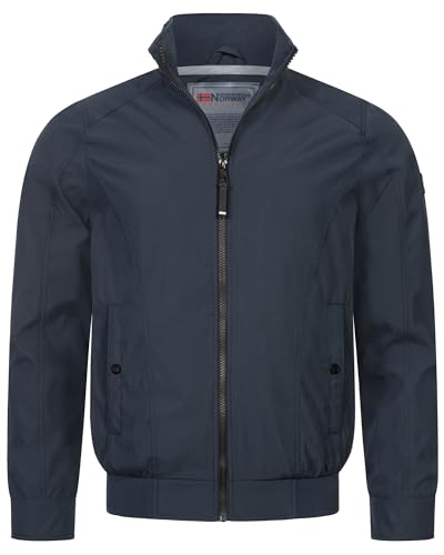 Geographical Norway Herren Übergangsjacke - Leicht, Winddicht, mit Reißverschlusstaschen - Atmungsaktive Outdoorjacke mit Netzfutter Frühlingstage Herbst Jacke Blouson, Farbe:1717-Navy, Größe:L von Geographical Norway