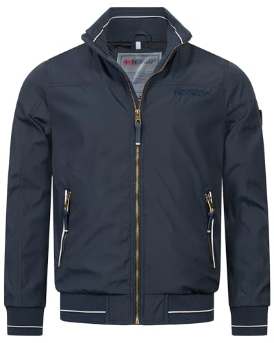 Geographical Norway Herren Übergangsjacke - Leicht, Winddicht, mit Reißverschlusstaschen - Atmungsaktive Outdoorjacke mit Netzfutter Frühlingstage Herbst Jacke Blouson, Farbe:Navy, Größe:L von Geographical Norway