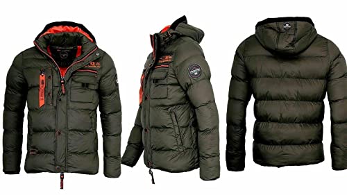 Geographical Norway Herren Winter Jacke Gesteppte Jacke warme gefütterte Parka Steppjacke, Farbe:KAKI, Größe:M von Geographical Norway