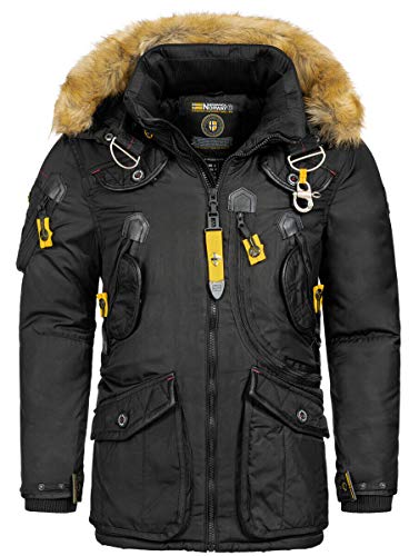 Geographical Norway Herren Winter Jacke Parka Outdoor Mantel Anorak Winter Parka warme Jacke Steppjacke AGAR FvS Production H-H, Farbe:Schwarz, Größe:L von Geographical Norway