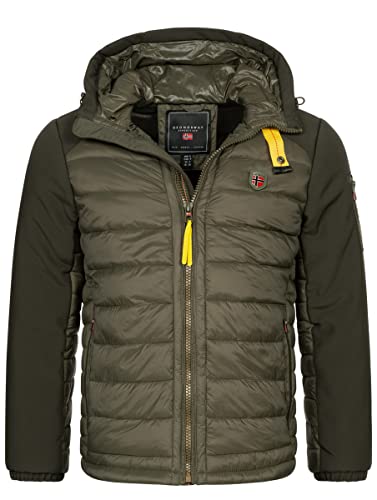 Geographical Norway Herren Winter Jacke Parka Steppjacke Kapuze Softshell Gesteppt Neu, Farbe:KAKI, Größe:XXL von Geographical Norway