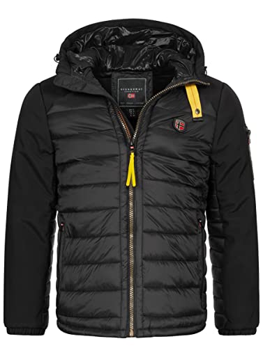 Geographical Norway Herren Winter Jacke Parka Steppjacke Kapuze Softshell Gesteppt Neu, Farbe:Schwarz, Größe:XL von Geographical Norway