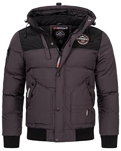 Geographical Norway Herren Winter Jacke Stepp Jacke Bomber warm gefüttert, Farbe:Dunkelgrau, Größe:L von Geographical Norway