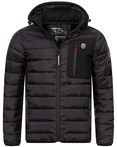 Geographical Norway Herren Winter Jacke Steppjacke Kapuzenjacke Softshell MIX Parka Stepp, Farbe:Schwarz, Größe:L von Geographical Norway