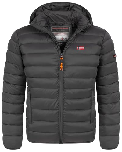 Geographical Norway Herren Winter Jacke warm gefüttert Parka Steppjacke Outdoor gesteppt, Farbe:Dunkelgrau, Größe:XXL von Geographical Norway
