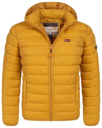 Geographical Norway Herren Winter Jacke warm gefüttert Parka Steppjacke Outdoor gesteppt, Farbe:Mustard, Größe:L von Geographical Norway