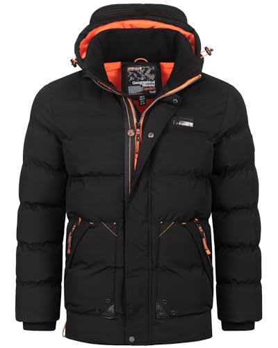 Geographical Norway Herren Winter Jacke warm gefüttert Parka Steppjacke Outdoor gesteppt, Farbe:Schwarz, Größe:L von Geographical Norway
