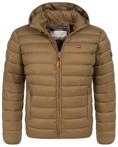 Geographical Norway Herren Winter Jacke warm gefüttert Parka Steppjacke Outdoor gesteppt, Farbe:Taupe, Größe:3XL von Geographical Norway