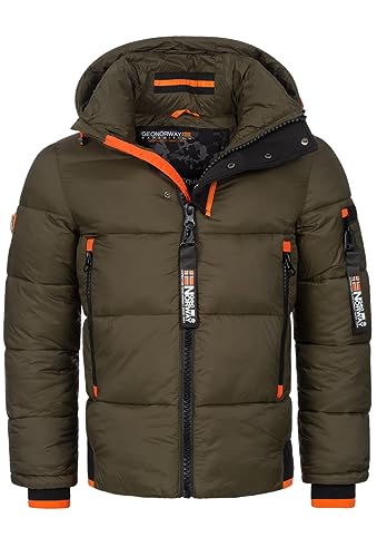 Geographical Norway Herren Winter Jacke warm gefüttert Parka Steppjacke Outdoor gesteppt Neu Warm gesteppt PUFFER FvS Production H-H, Farbe:KAKI, Größe:3XL von Geographical Norway