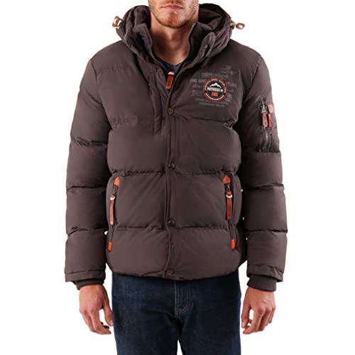 Geographical Norway Herren Parka Jacke Verveine Kapuze Patches WU5932H/GNO Größe L Farbe dark grey von Geographical Norway