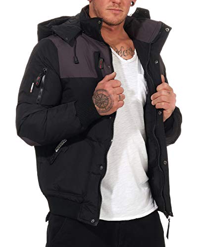 Geographical Norway Herren Winterjacke Bomber Jacke Volva 2-Tone Contrat Optik Kapuze abnb Front & Hood Patches, schwarz, Gr:XXXL von Geographical Norway