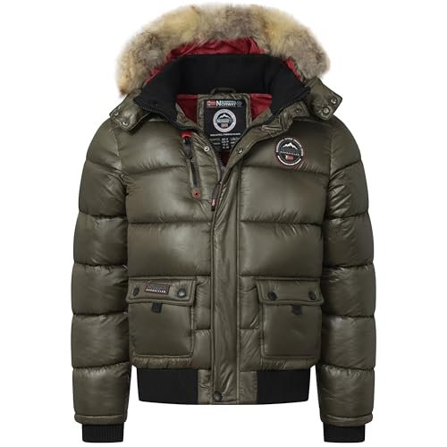 Geographical Norway Herren Winterjacke Bugs Kaki -S - mit UD Beanie von Geographical Norway
