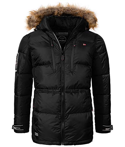 Geographical Norway Herren Winterjacke Jacke Parka Wanderjacke Herren Jacken Warm Parka Softshell Jacke Outdoorjacken Kurz-Mantel Kapuze H-261 Schwarz 2XL von Geographical Norway