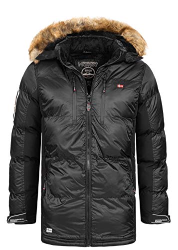 Geographical Norway Herren Winterjacke Jacke Parka Wanderjacke Herren Jacken Warm Parka Softshell Jacke Outdoorjacken Kurz-Mantel Kapuze H-261 Schwarz M von Geographical Norway