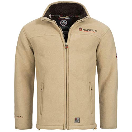 Geographical Norway Herren Polar Fleece Jacke Zip Embro & Patches WR146H/GN Größe M Farbe camel von Geographical Norway