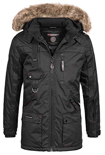 Geographical Norway Chirac Men - Parka Groß Warm Mann Herbst Winter - Wasserabweisender Mantel - Outdoor Pelz Kapuzenjacke - Windjacke - Ideales Geschenk Männer (Schwarz XL) von Geographical Norway